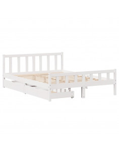 Letto senza Materasso Bianco 160x200 cm Legno Massello di Pino 2