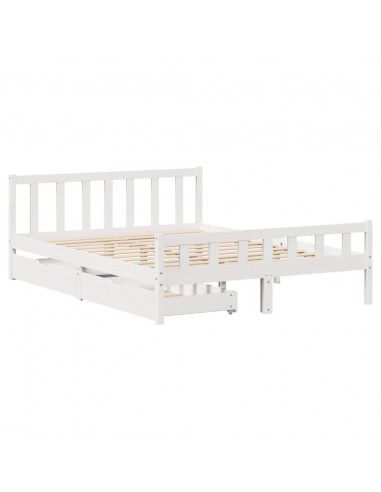 Letto senza Materasso Bianco 160x200 cm Legno Massello di Pino
