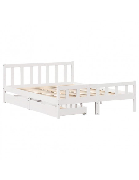 Letto senza Materasso Bianco 160x200 cm Legno Massello di Pino