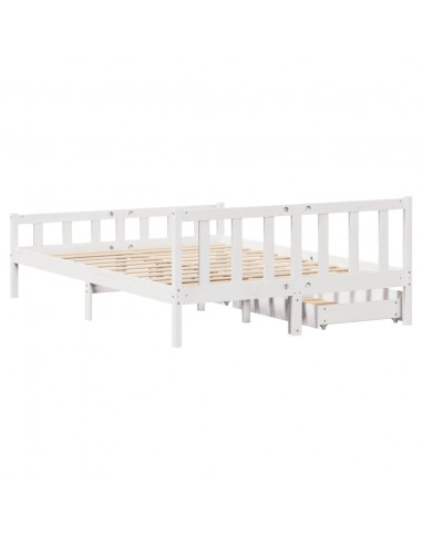 Letto senza Materasso Bianco 160x200 cm Legno Massello di Pino