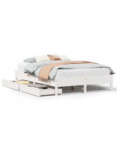 Letto senza Materasso Bianco 160x200 cm Legno Massello di Pino