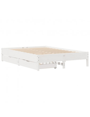Letto senza Materasso Bianco 160x200 cm Legno Massello di Pino
