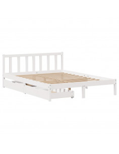 Letto senza Materasso Bianco 160x200 cm Legno Massello di Pino 2