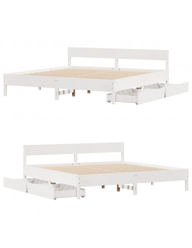 Letto senza Materasso Bianco 160x200 cm Legno Massello di Pino