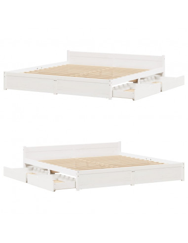 Letto senza Materasso Bianco 160x200 cm Legno Massello di Pino