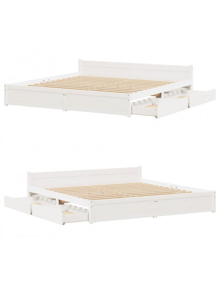 Letto senza Materasso Bianco 160x200 cm Legno Massello di Pino