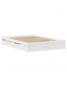 Letto senza Materasso Bianco 160x200 cm Legno Massello di Pino 2