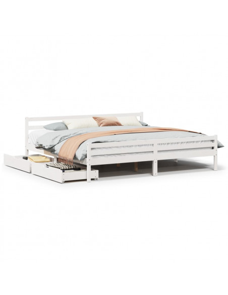 Letto senza Materasso Bianco 180x200 cm Legno Massello di Pino