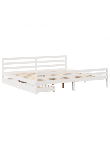 Letto senza Materasso Bianco 180x200 cm Legno Massello di Pino