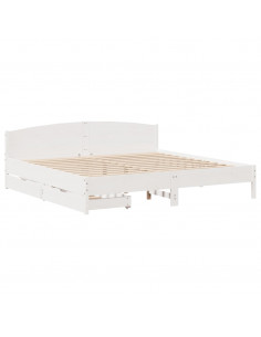 Letto senza Materasso Bianco 180x200 cm Legno Massello di Pino 2