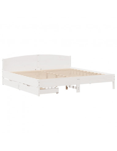 Letto senza Materasso Bianco 180x200 cm Legno Massello di Pino