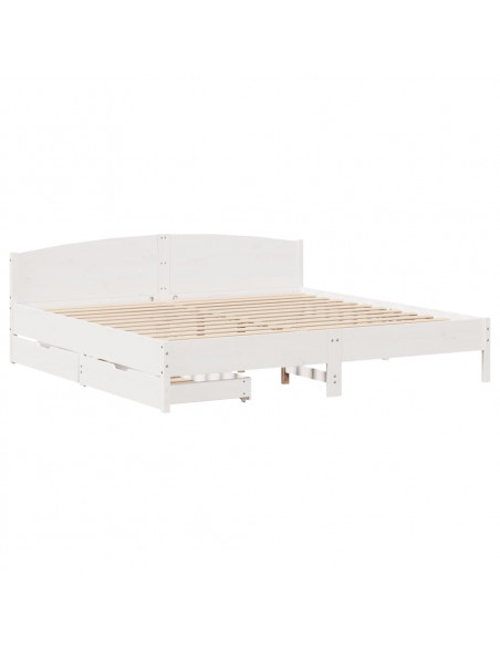 Letto senza Materasso Bianco 180x200 cm Legno Massello di Pino