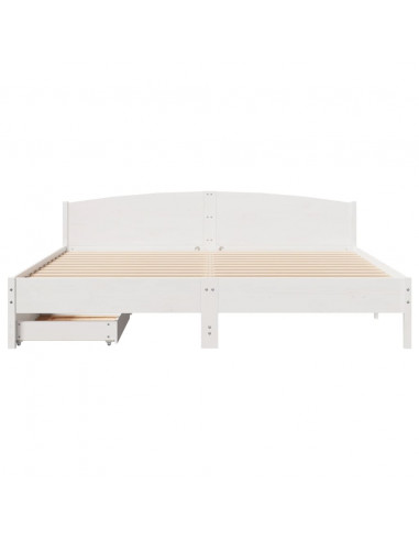 Letto senza Materasso Bianco 180x200 cm Legno Massello di Pino