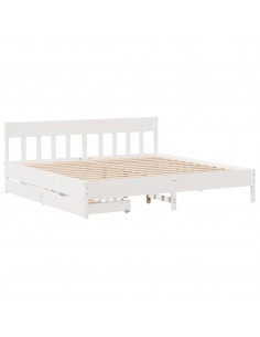 Letto senza Materasso Bianco 180x200 cm Legno Massello di Pino 2