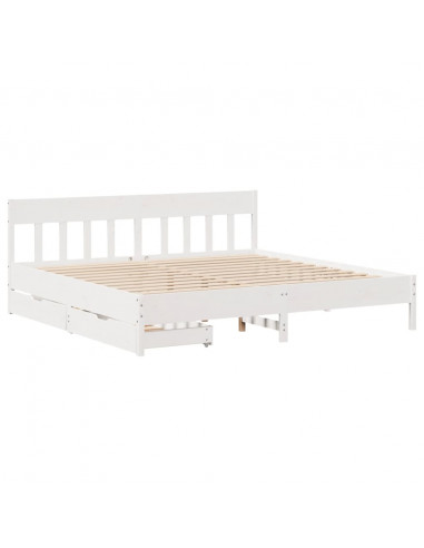 Letto senza Materasso Bianco 180x200 cm Legno Massello di Pino