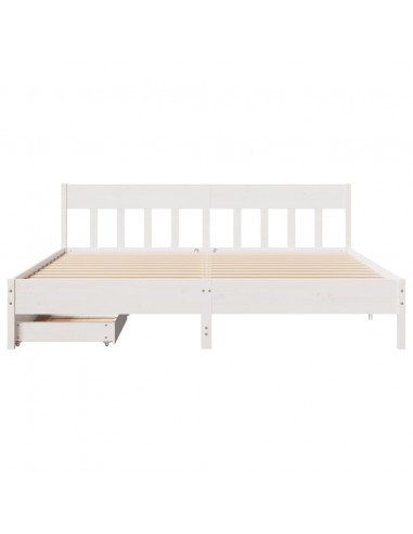 Letto senza Materasso Bianco 180x200 cm Legno Massello di Pino