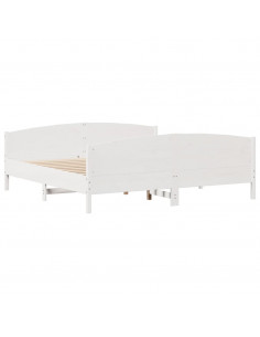 Letto senza Materasso Bianco 180x200 cm Legno Massello di Pino 2