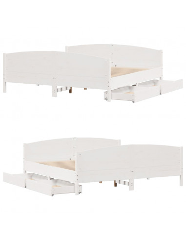Letto senza Materasso Bianco 180x200 cm Legno Massello di Pino