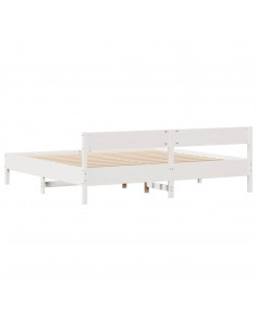 Letto senza Materasso Bianco 180x200 cm Legno Massello di Pino 2