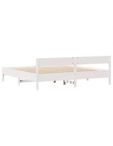 Letto senza Materasso Bianco 180x200 cm Legno Massello di Pino