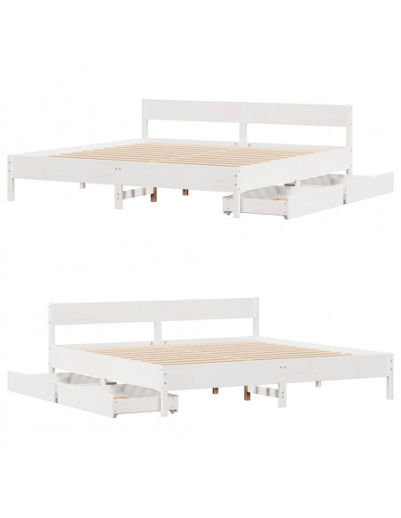 Letto senza Materasso Bianco 180x200 cm Legno Massello di Pino