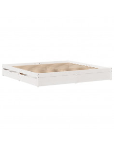 Letto senza Materasso Bianco 180x200 cm Legno Massello di Pino 2