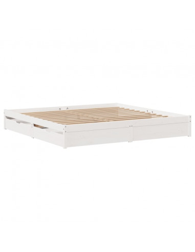 Letto senza Materasso Bianco 180x200 cm Legno Massello di Pino