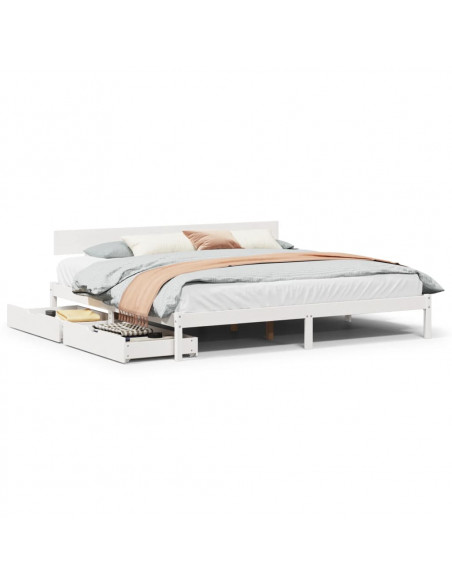 Letto senza Materasso Bianco 180x200 cm Legno Massello di Pino