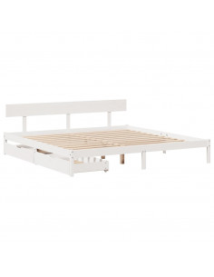 Letto senza Materasso Bianco 180x200 cm Legno Massello di Pino 2