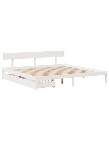 Letto senza Materasso Bianco 180x200 cm Legno Massello di Pino