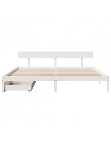 Letto senza Materasso Bianco 180x200 cm Legno Massello di Pino