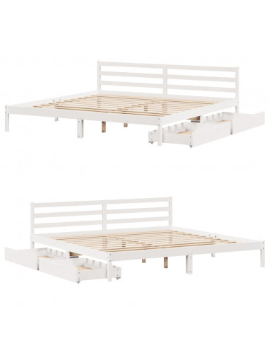 Letto senza Materasso Bianco 180x200 cm Legno Massello di Pino
