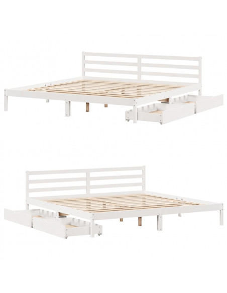 Letto senza Materasso Bianco 180x200 cm Legno Massello di Pino