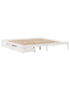 Letto senza Materasso Bianco 180x200 cm Legno Massello di Pino 2
