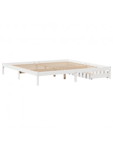 Letto senza Materasso Bianco 180x200 cm Legno Massello di Pino