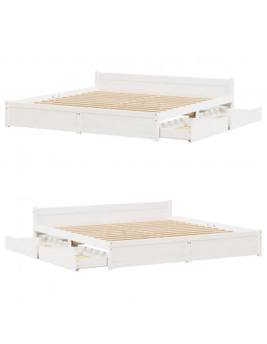 Letto senza Materasso Bianco 180x200 cm Legno Massello di Pino