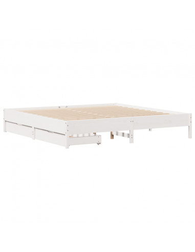 Letto senza Materasso Bianco 180x200 cm Legno Massello di Pino