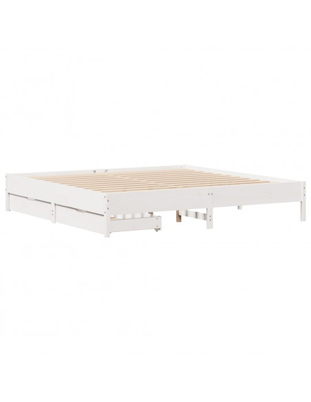 Letto senza Materasso Bianco 180x200 cm Legno Massello di Pino