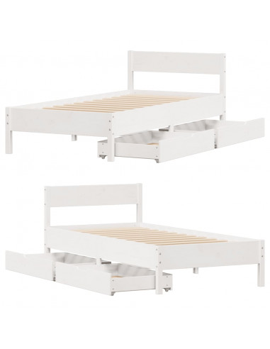Letto senza Materasso Bianco 90x200 cm Legno Massello di Pino