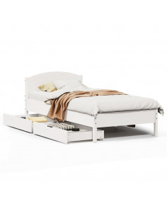 Letto senza Materasso Bianco 90x200 cm Legno Massello di Pino