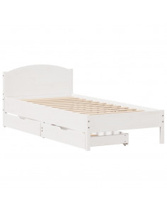 Letto senza Materasso Bianco 90x200 cm Legno Massello di Pino 2