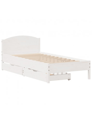 Letto senza Materasso Bianco 90x200 cm Legno Massello di Pino