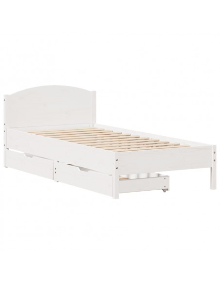 Letto senza Materasso Bianco 90x200 cm Legno Massello di Pino