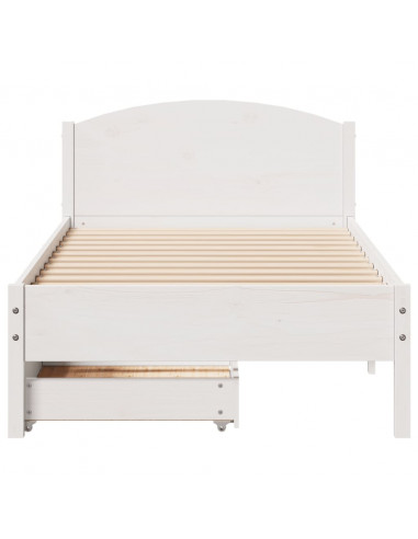 Letto senza Materasso Bianco 90x200 cm Legno Massello di Pino