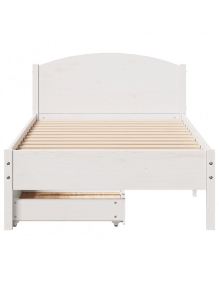 Letto senza Materasso Bianco 90x200 cm Legno Massello di Pino