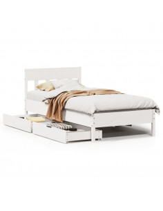 Letto senza Materasso Bianco 90x200 cm Legno Massello di Pino