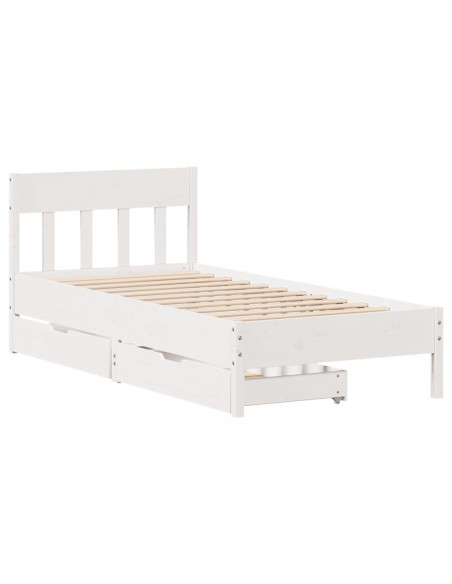 Letto senza Materasso Bianco 90x200 cm Legno Massello di Pino