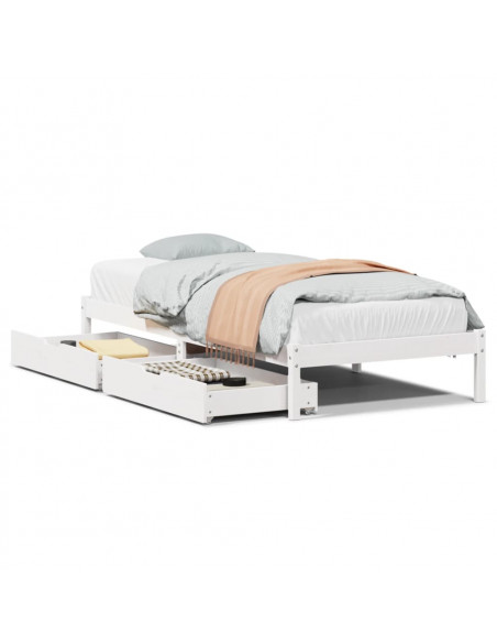Letto senza Materasso Bianco 90x200 cm Legno Massello di Pino