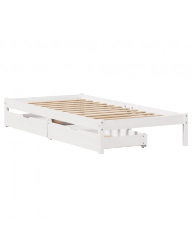 Letto senza Materasso Bianco 90x200 cm Legno Massello di Pino
