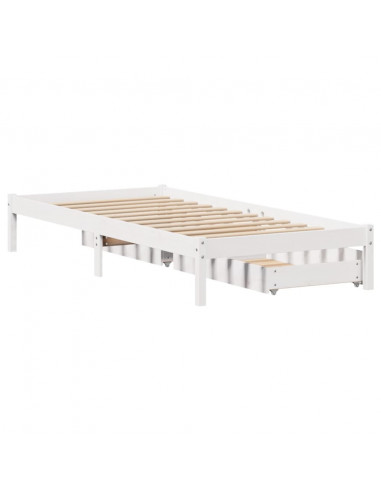 Letto senza Materasso Bianco 90x200 cm Legno Massello di Pino